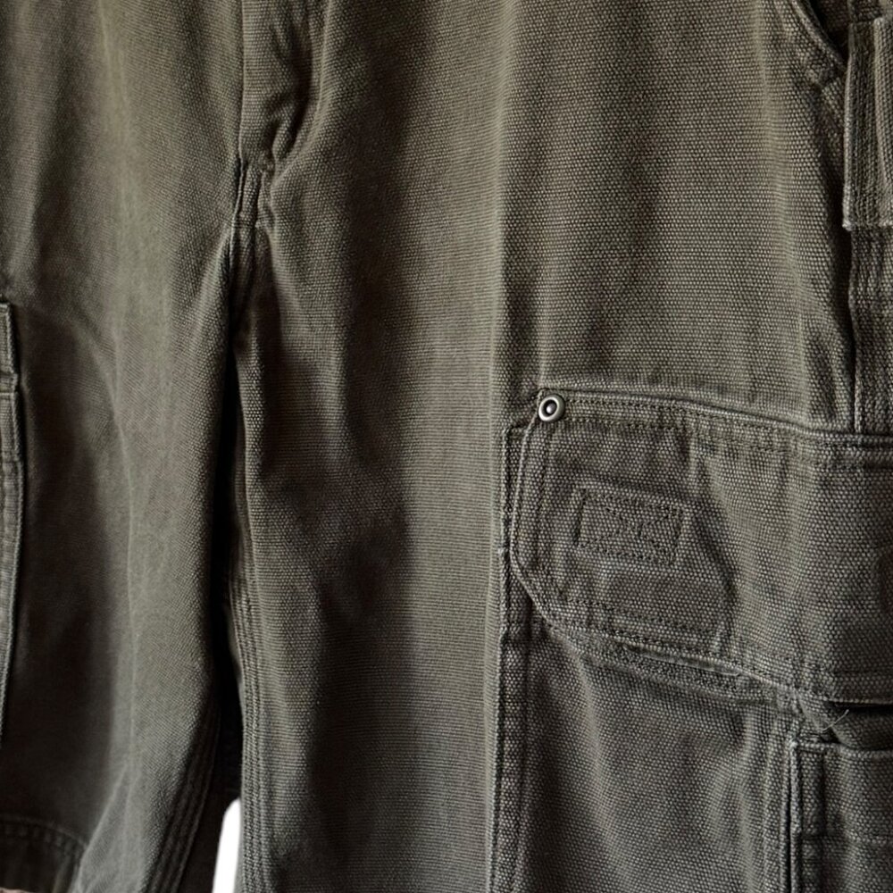 Duluth Trading Co Sz 36 Cargo Carpenter Shorts Utility Heavyweight Pockets Green - Picture 14 of 15